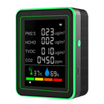 6-in-1 Air Quality Tester HCHO TVOC PM2.5 PM10 CO2 CO/humidity 2 Types USB Type-C Rechargeable Portable Monitor