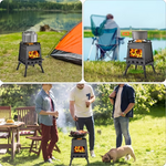 Xmund Portable Outdoor Camping Wood Stove Mini Folding Firewood Stove Detachable Wood Burner For Camping Picnic Backyard BBQ Supplies