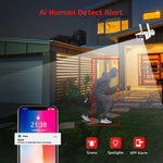 2K 4MP Dual Lens Panoramic WIFI Camera RJ-45 180° Wide Viewing Angle AI Human Detection IR Color Night Vision Two-way Audio Waterproof ICSEE Surveillance IP Camera EU Plug
