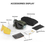 LinkMejor Tactical Goggles 3 Lens Soft Windproof UV400 Protection Glasses For Cycling Safe Protection