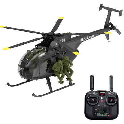 LinkMejor F118S 1:16 Scale MH-6 MD500 Little Bird 2.4G 9CH GPS Stabilized Flybarless RC Helicopter RTF