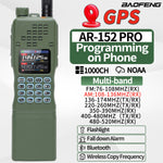LinkMejor AR-152 PRO GPS Walkie Talkie Long Range bluetooth Programming 10W Multi Band 12000mAh Tactial 1000CH Two Way Ham Radio with Flashlight