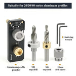 Aluminum Profile Drilling Jig 20/30/40 Series Profile Positioning Punching Locator Set with M6 and M8 Step Drill Bits