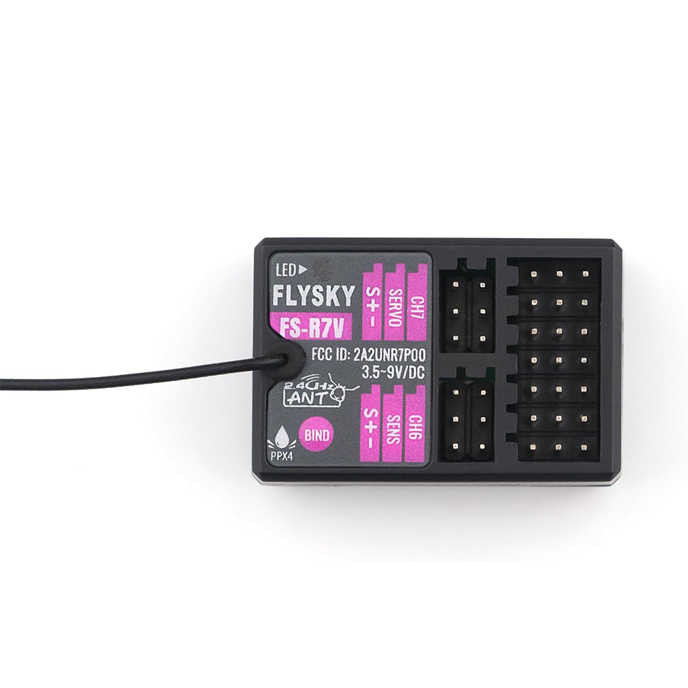 Flysky FS-R7V 2.4G 7CH ANT Protocol PWM/PPM/i-BUS/S.BUS RC Receiver External Single Antenna Built-in Gyroscope for G7P/G7P+ Transmitter RC Airplane Car Boat