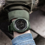 LinkMejor Men's Sports LED Luminous Digital Watch Multifunctional Waterproof Comfortable TPU Strap Electronic Watch
