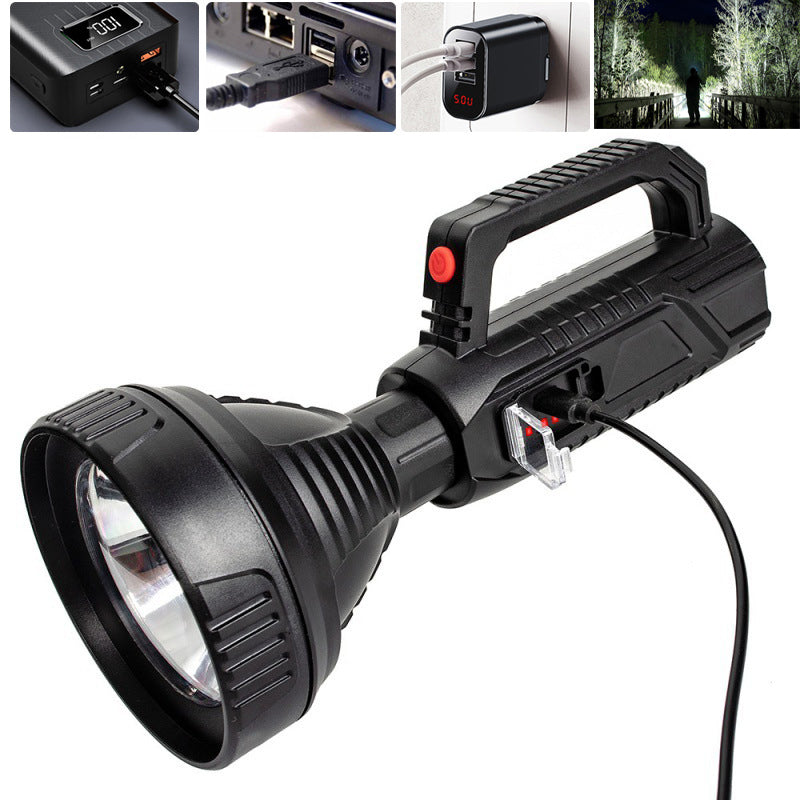 A08 Long Shoot Strong OSL Spotlight with 18650 Li-ion Battery USB Rechargeable＆Power Display LED Handheld Flashlight Home Tools