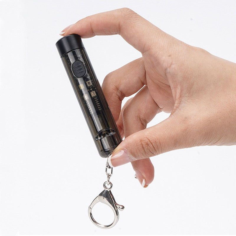 7 Light Modes High Brightness Mini LED Flashlight UV Lamp Red Blue Signal Light with Type-C Charging and Keychain, Outdoor Adventure Light