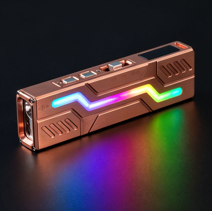 Lumintop Moonbox 3.0 Multi-Functional EDC Flashlight 1200LM White LED with Red Green Beam, 365nm UV RGB Side Light and Magnetic Design Copper Material USB-C Rechargeable Handheld Torch for Camping Outdoor Emergency