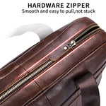 LinkMejor 14 inch Laptop Men's Genuine Leather Briefcase Office Business Large Capacity Handbag with Strap