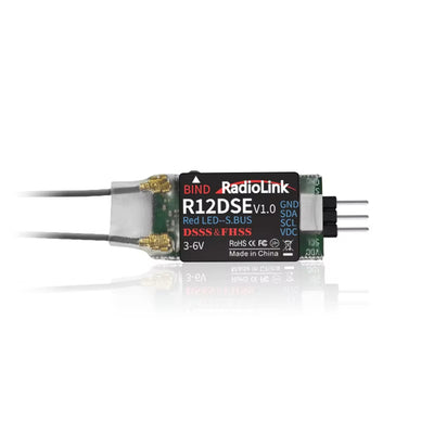 Radiolink R12DSE 2.4GHz 12CH SBUS/PPM DSSS & FHSS Real-time Built-In Telemetry Dual Antenna Mini RC Receiver SBUS Signal for FPV Racing Drone Quad Airplane Helicopter