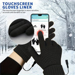 LinkMejor Knitted USB Heated Gloves Touch Screen Compatible 40-50°C Adjustable Warmth Removable Heating Pad Flexible Cable Thermal Winter Gloves