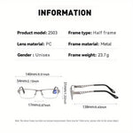 1 Pair Half Frame Anti-blue light HD Reading Glasses Business Style Men's Presbyopia Eyewear Glasses