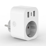 Tuya Smart WiFi Socket EU Plug with USB/Type-C Charging Port Timing Function Phone Remote Control Voice Control with Alexa Google Assistant