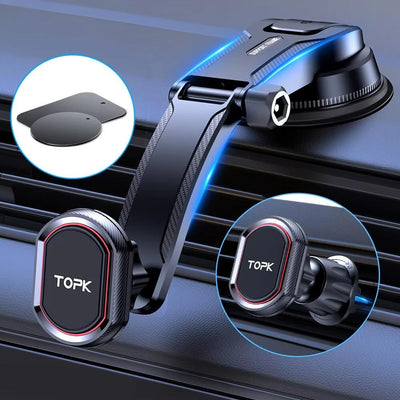 LinkMejor D37 Magnetic Car Phone Holder 2 in 1 Handsfree Stand Phone Mount for Dashboard / Air Vent for iPhone/Samsung Android