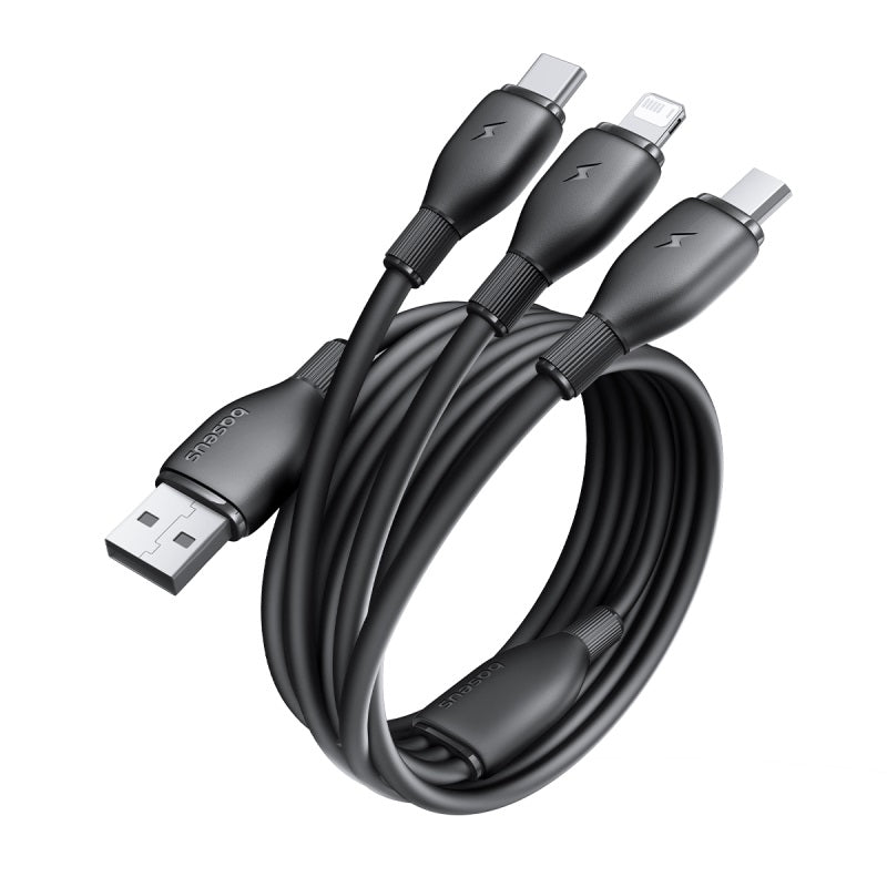 Baseus Fast Speed Series 3.5A USB-A to Micro/iP/USB-C Cable Fast Charging Data Transmission Tinned Copper Core Line 0.8M/1.3M Long for iPhone 16 16 Pro 15 14 13 Pro Max for Huawei Mate XT for Xiaomi 15pro