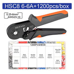 Hexagonal Self-Adjustable Ratchet Ferrule Crimping Tool Kit 23-10AWG 0.25-6mm² Crimper Kit with 400-2000pcs Wire Terminals