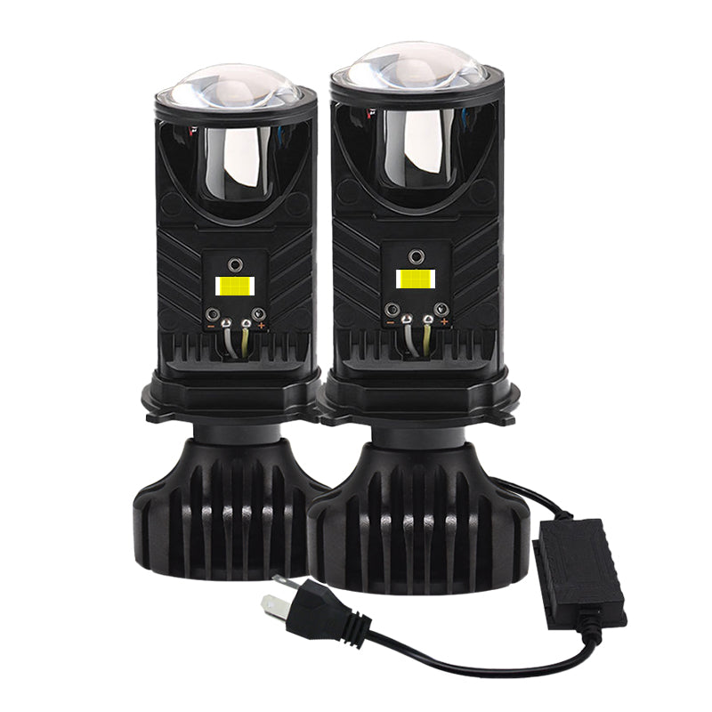 Infitary 12-36V Pair H4 LED Projector Headlight 6500K 55W Headlamp Universal for Cars and Motorcycles IP68 Waterproof