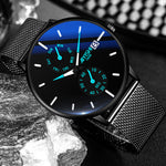 LinkMejor Men Simple Luxury Fashion Quartz Watch Luminous Waterproof Watch Stainless Steel Mesh Strap Sport Watch Fashion Wrist Watches