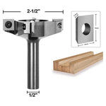 Spoilboard Surfacing Router Bit 1/2 Inch 12.7mm Shank 63mm Diameter 4 Wings Carbide Inserts CNC Router Bit Wood Slab Flattening MDF Laminate Slotting Trimming Tool