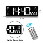 LinkMejor 16 Inch Digital Wall Clock Large LED Display with Remote Control / Automatic Brightness / Indoor Temperature / Date / Week / 12/24H For Home Office Classroom