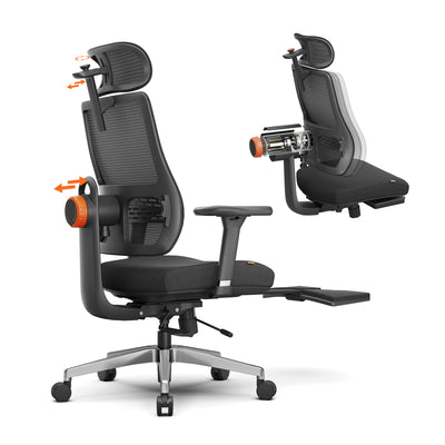 LinkMejor MagicH-BPro Ergonomic Chair with Footrest, Auto-Following Backrest Headrest, Adaptive Lower Back Support, Adjustable Armrest, 4 Positions to Lock