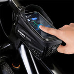 LinkMejor 1L Bicycle Bag Waterproof Bike Phone Holder Frame Front Tube Cycling Bag Phone Case Support for 4.7-6.8 Inch Touch Screen Smartphones