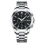LinkMejor Men's Business Watch, Solid Stainless Steel Multi-function Chronograph Waterproof Watch