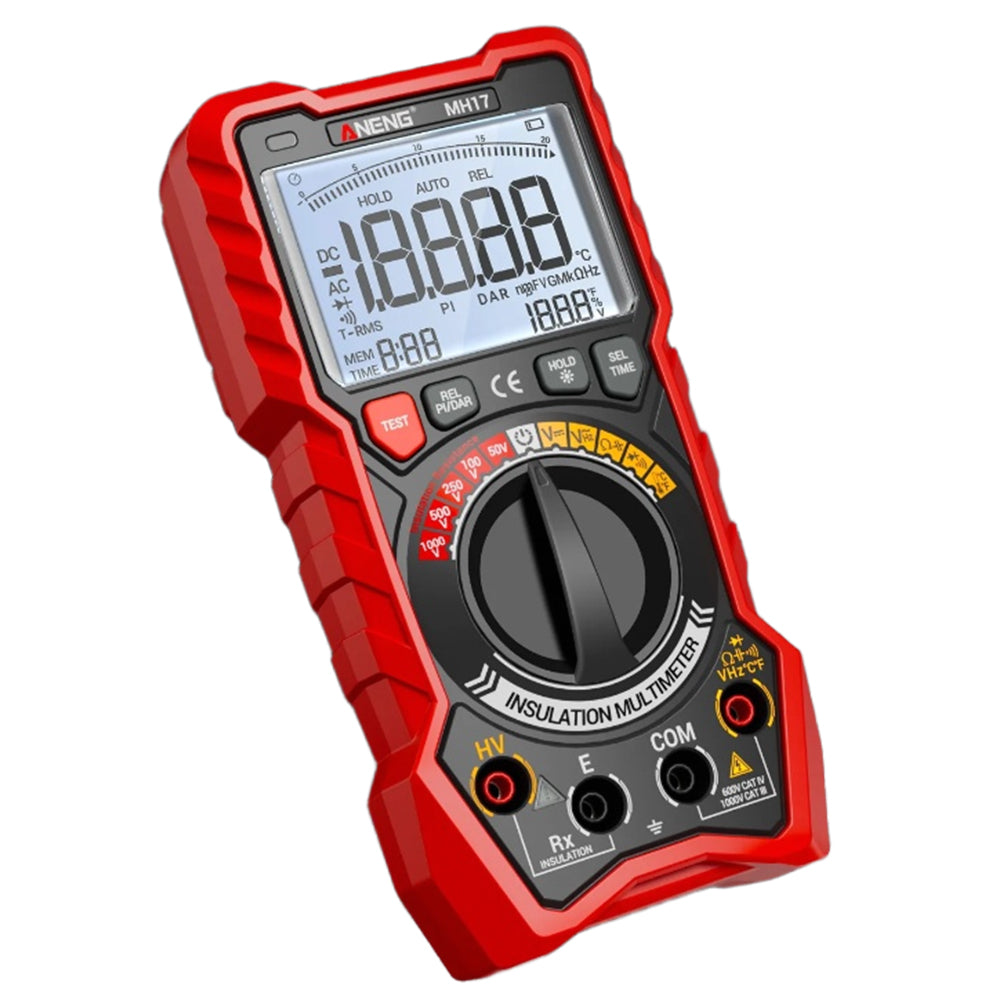 LinkMejor MH17 Insulation Multimeter True RMS 19999 Count Megohmmeter AC DC Voltage Tester Capacitance Resistance Rechargeable Lithium Battery High Voltage Alarm Backlit LCD Auto Ranging Flashlight