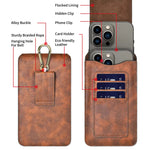 High-quality PU Leather Belt Waist Bag for 7.4inch Phone Multi-layer Card Slot Men's Phone Bag with Loop for Outdoor Hiking Work