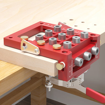 LinkMejor 3in1 Hinge Punch Woodworking Kit with Positioning Clamp Drill Hole Cover Versatile Punch Positioner Body Multiple Drill Bits Convenient Portable Efficient Accuracy in Drilling