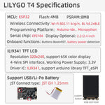 LinkMejor® TTGO T4 V1.3 ILI9341 2.4 inch LCD Display Backlight Adjustment CH9102F ESP32 Development Board WIFI Wireless Bluetooth Module