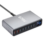 [GaN Tech] LinkMejor YMX-LCD 670W 8-Port USB PD Charger with Digital Display 2USB-A+6USB-C PD QC Fast Charging Desktop Charging Station EU Plug for iPhone 17 17Pro 16 Pro Max 15 14 for Huawei Mate XTs for OPPO