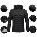 LinkMejor HJ-11 Unisex Electric Heated Jacket - 11 Heating Areas,  3-Modes Adjustable, USB Charging, Thermal Hoodie Jacket for Winter Sport Skiing Cycling