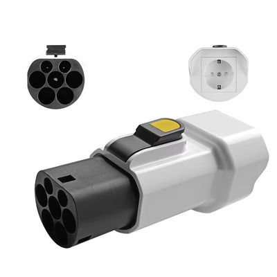 EVqiaoyi TYPE2 V2L European Standard Charging Pile Charger Adapter Type 2 To 220V 16A 3.5KW IP54 Fireproof Material Silver Plated Copper Connector