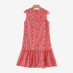 LinkMejor Women Floral Print Party Dress with Mermaid Hem and Ruffle Hem, Fashion Sleeveless Loose Fit Midi Dress Plus Size