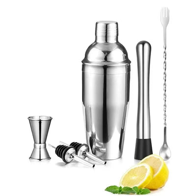 6PCS Stainless Steel Cocktail Shaker Set Professional Martini Drink Mixer Tool Set for Home Bar Party