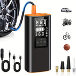 Cordless Smart Car Tire Inflator Dual Screen Display with LED Light Accurate Pressure Measurement Portable Multi-function Car Air Pump