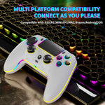 JZ-5005 RGB Wireless Controller with Hall Trigger and Joysticks SUpport 6-Axis Gyro Turbo Vibration for PS5 Slim PC Steam Deck