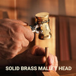 LinkMejor KM-18 Mallet Hammer 22-Ounce Brass Head Mallet Replaceable Plastic Hammer Heads Nylon Inserts Comfortable Handle Reduces Hand Fatigue