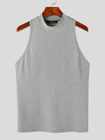 LinkMejor Mens Fashion Solid Color Knitted Elastic Tank Top
