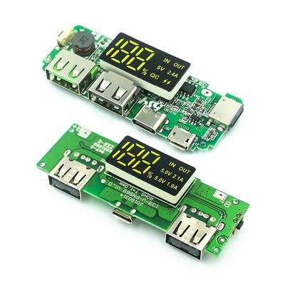LinkMejor Display Dual USB 5V 2.4A Micro Type-C USB Mobile Power Bank 18650 Charging Module Lithium Battery Charger Board Circuit Protection