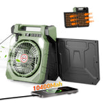 Xmund Solar Camping Fan With Light 10W Panel 10400mAh Battery 4 Speed 180 Oscillation USB Charger Power Bank For Outdoor Tent Emergency