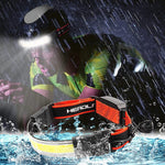 LinkMejor LED Headlight with Red Strobe Warning USB Rechargeable Headlight Red Light Floodlight Perfect for Riding and Working Head Lamp