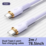 100W Type-C to Type-C Fast Charging Cable 6A Super Charge Silicone USB-C Data Cable for Android Phones 1m 2m