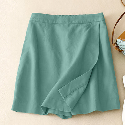 LinkMejor Women Commute Back Elastic Waist Solid Summer Casual Skirt Shorts