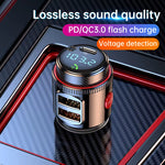 T23 bluetooth V5.4 FM Transmitter 30W PD+QC3.0 USB Car Charger Blue LED Digital Display Wireless Radio Adapter HiFi Music Play Car Kit with Mic Hands Free Calls