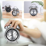 LinkMejor 4 Inch Loud Alarm Clock Twin Bell Analog for Heavy Sleepers Silent Non-Ticking Quartz with Backlight
