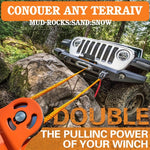 6 Ton Heavy Duty Winch Pulley Block Max Load 13000lbs Steel Cable Synthetic Rope Compatible Truck Tractor ATV UTV Outdoor Rescue Tree Stump Removal