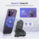 LinkMejor Snapgrip Magnetic Phone Grip Stand with bluetooth Remote 17 Heavy-Duty Magnets 5.1lbs MagSafes Tripod Mount 180°Rotation for iPhone 16 15 14 Vlog Selfie Video