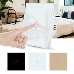 LinkMejor 1 Gang 86 Type Smart Wall Touch Switch Tempered Glass Panel Single Live Wire Waterproof Heat Resistant LED Indicator